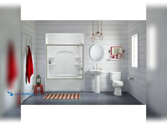 Lot 49-5542953 - Sterling
Ensemble 33-1/4 in. x 60 in. x 55-1/4 in. 3-piece Direct-to-Stud Shower Wall Set in White ...
