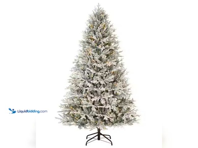 Lot 49-1546932 - Home Decorators Collection 7.5 ft Kenwood Frasier Fir Flocked LED Pre-Lit Artificial Christmas Tree ...