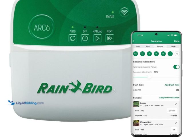 Lot 49-5543170 - Rain Bird ARC6 App-Based Indoor Smart WiFi Irrigation Sprinkler Timer/Controller, 6-Zone/Station, EP...