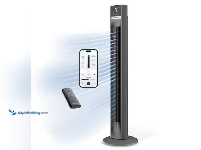 Lot 49-1515640 - Lasko Xtra Air 48 in. 12-Speed Smart Tower Fan in Gray w/ DC Motor, Works w/ Alexa, Google, Whisper ...