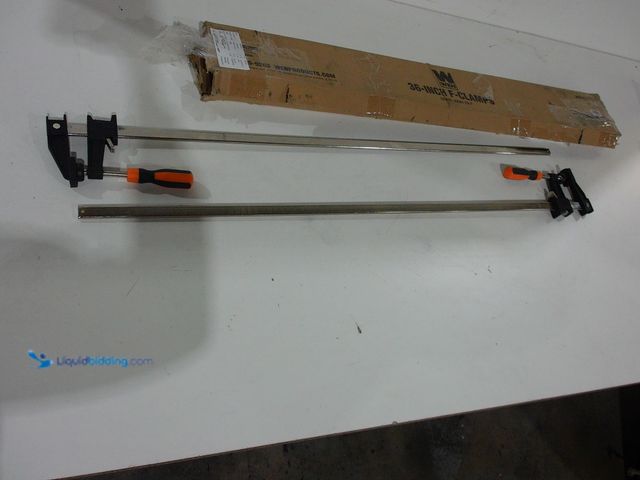 Lot 49-2006039 - (2-Pack) WEN 36 in. x 2.5 in. Quick-Adjust Steel Bar Clamps with Throat and Micro-Adjustment Handle,...