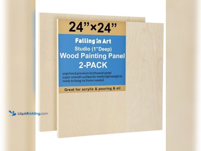 Lot 49-3432631 - Falling in Art Unfinished Birch Wood Panels Kit for Painting, Wooden Canvas 2 Pack of 24”x24” Studio...