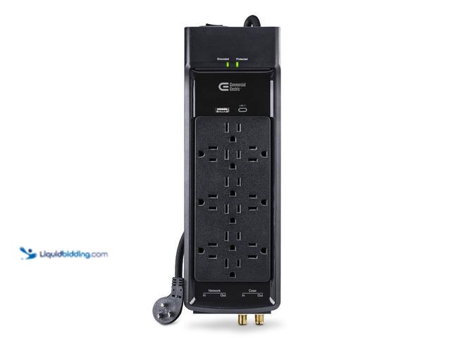 Lot 49-5409091 - Commercial Electric
15 ft. 12-Outlet Surge Protector Braided Cord in Black Unused