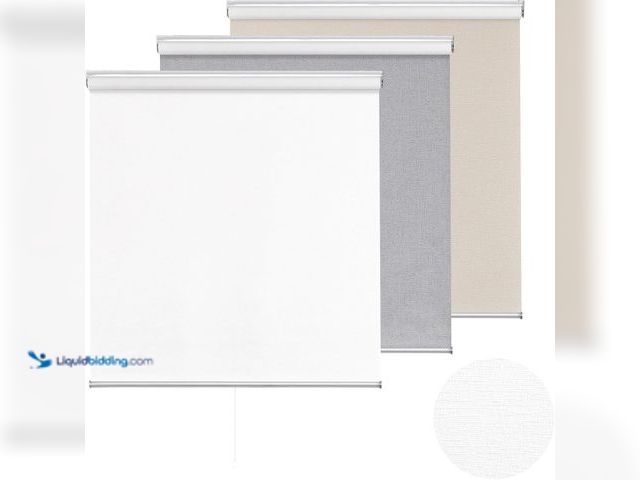 Lot 49-5452704 - ChrisDowa Cordless 100% Blackout Roller Shade, with Striped Jacquard, Thermal Insulated, UV Protecti...