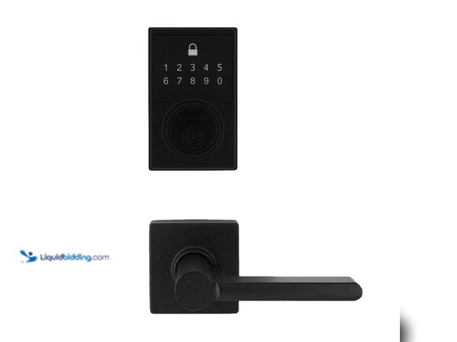 Lot 49-5452113 - Defiant
Compact Touch Square Matte Black Deadbolt with Tonebridge Hall/Closet Door Lever. Item is u...