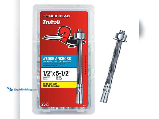 Lot 49-5413443 - Red Head
1/2 in. x 5-1/2 in. Zinc-Plated Steel Hex Nut-Head Concrete Wedge Anchors (25-Pack) (2pack...