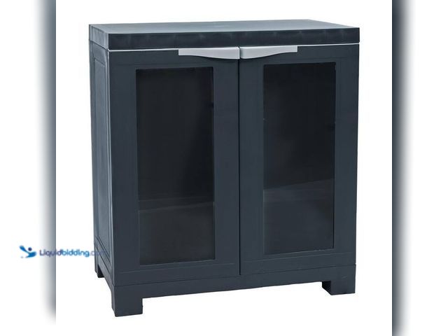 Lot 49-5543983 - Sunnydaze Window-Front 23.25 in. W x 25.5 in. H x 13.75 in. D Storage Freestanding Cabinet with Adju...