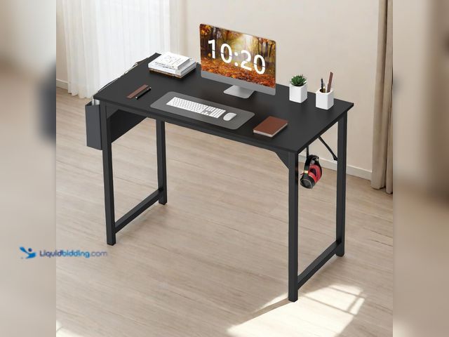 Lot 49-5459483 - Computer Desk with Storage Bag and Headphone Hook. Model #B0DCZGTWV2. Unused with hardware.