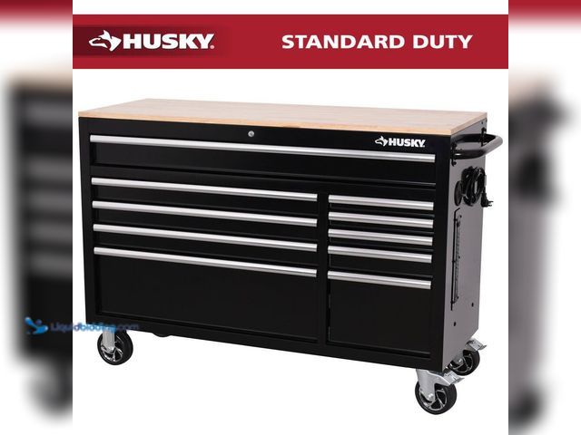 Lot 49-5433894 - Husky
Modular Tool Storage 52 in. W x 20 in. D Standard Duty Black Mobile Workbench Cabinet. Item i...