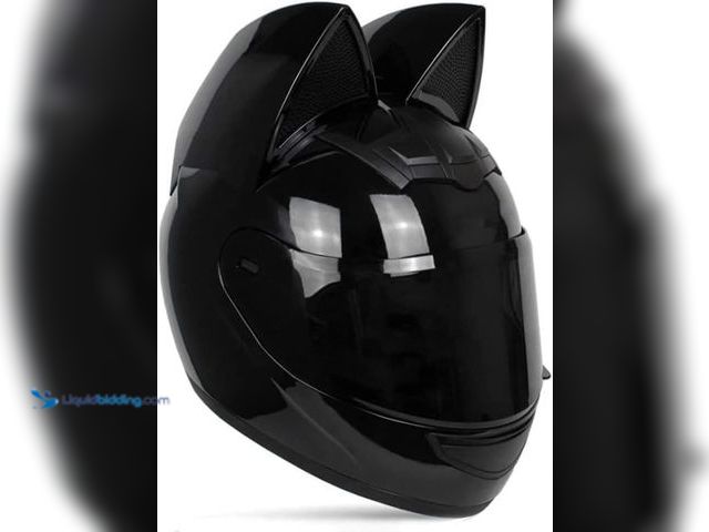 Lot 49-5485976 - Adult Personalized Cat Ear Motorcycle Helmet,Men and Women Cool Cat Locomotive Motorcycle Full Face ...