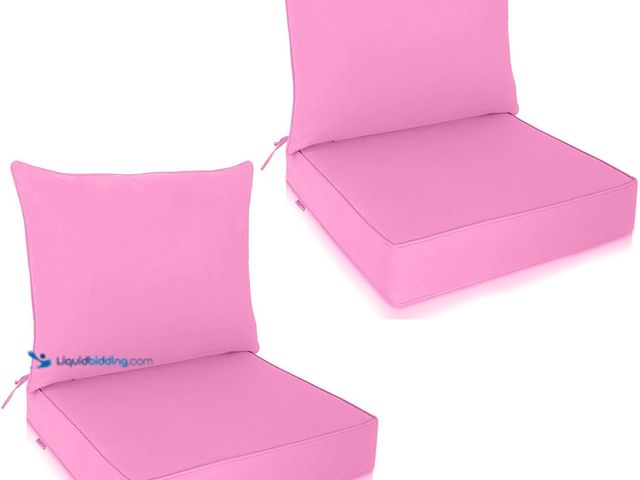 Lot 49-5408431 - EAGLE PEAK Outdoor Deep Seat Patio Seat Cushion Set, 25 x 25 x 5 inch, 2-Piece Back Chair Cushion, S...