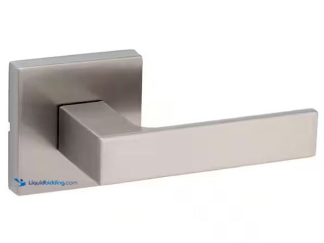 Lot 49-1569225 - Lot of (2) Kwikset Singapore Square Satin Nickel Hall/Closet Door Handle with Microband, Model # 720...