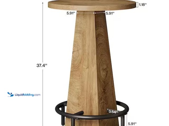 Lot 49-5573561 - TRIBESIGNS WAY TO ORIGIN
Adan 37.4 in. H Wood-Color Round Bar Table Small Pub Table with Metal Foot...