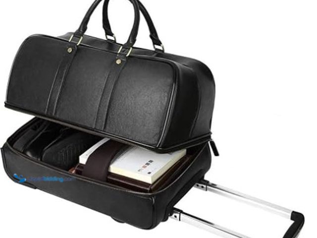 Lot 49-3431457 - Leathario Leather Luggage travel duffle bag weekend overnight bag rolling suitcase, Model# B07547KKL...