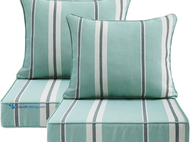 Lot 49-5477962 - Unimatta Outdoor Patio Chair Cushions Set, 24" x 24", Set of 2, Water-Repellent, Fade Resistant, Dee...