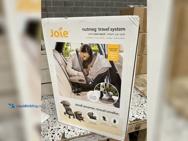 Lot 49-3564743 - Joie Nutmeg Travel System with Mint Infant Car Seat - Maple: Adjustable Harness, 5-Point Harness, Sa...