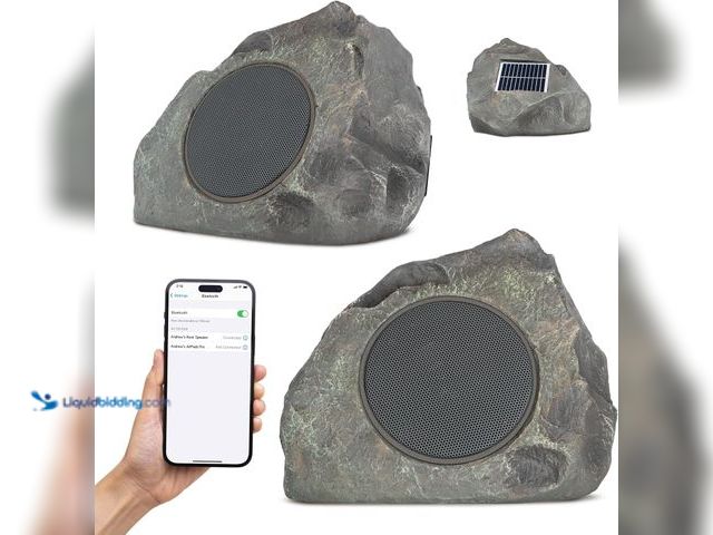 Lot 49-5450904 - Homewell Outdoor Rock Speaker Solar-Powered Wireless Bluetooth 5.0 Portable Speaker Weatherproof for...