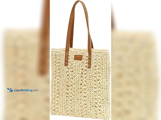 Lot 49-5415101 - FEUTELLE Straw Beach Bag for Women Woven Bag Straw Tote Bag For Women Summer Purse. Model # FT001. U...