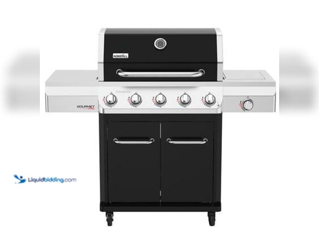 Lot 49-5546387 - Nexgrill Gourmet Pro 5-Burner Propane Gas Grill with Side Burner and Griddle Max Insert in Black Mod...