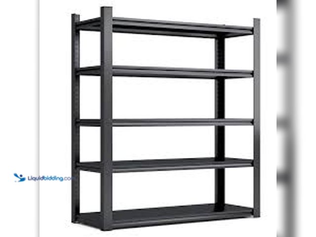 Lot 49-5415173 - GQB 5-Tier Adjustable Metal Shelves in Black, 2000 lbs. Heavy Duty Storage Shelves, Garage Shelf Ind...