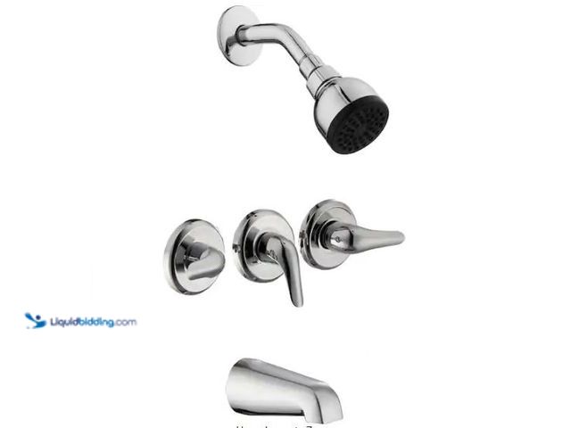 Lot 49-1569465 - Glacier Bay Aragon 3 Handle 1-Spray Tub and Shower Faucet 1.8 GPM in Chrome (Valve Included), Model ...