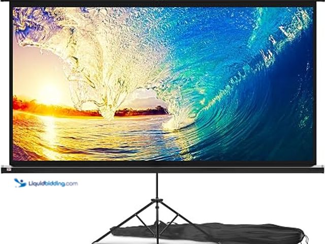 Lot 49-1630738 - 100 Inch Indoor and Outdoor Projector Screen with Stand for Movies or Presentations - HD Premium 16:...