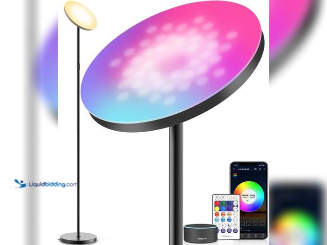 Lot 49-5489168 - YHW Smart RGB LED Floor Lamp Works with Alexa Google Home, WiFi Remote Modern Tall Standing Light, S...