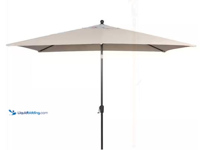 Lot 49-1577349 - Hampton Bay 6.5 ft. x 10 ft. Aluminum Market Tilt Patio Umbrella in Riverbed, Model # UB003A, Slight...