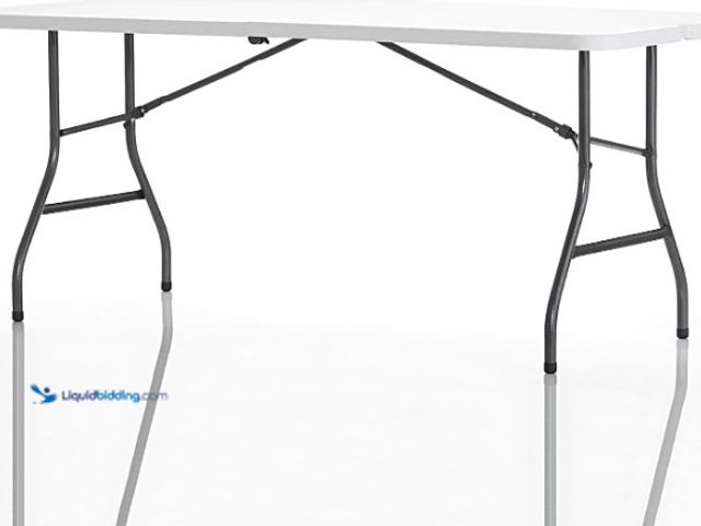 Lot 49-5574220 - Cosco 6ft Fold-in-Half Blow Molded Folding Table, Indoor/Outdoor, Comfort Handle, Lightweight Plasti...