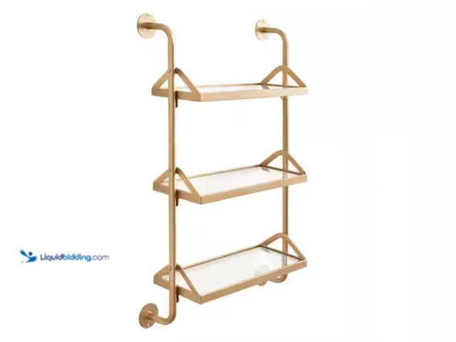 Lot 49-2001095 - Kate and Laurel Marit 17.75 in. W x 6.00 in. D Gold Metal Accent Shelf Decorative Wall Shelf, Model ...