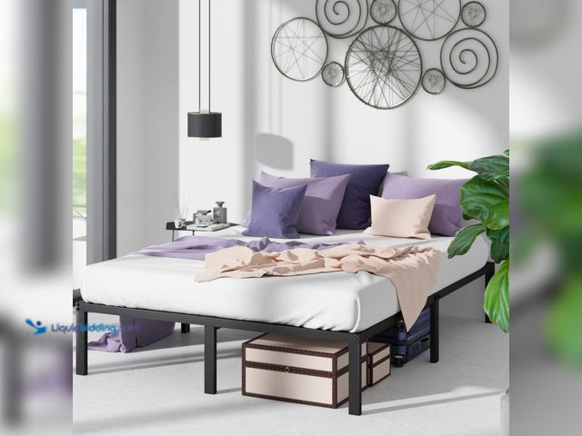 Lot 49-5486651 - Zinus Yelena 14 Inch Classic Metal Platform Bed Frame with Steel Slat Support / Mattress Foundation,...