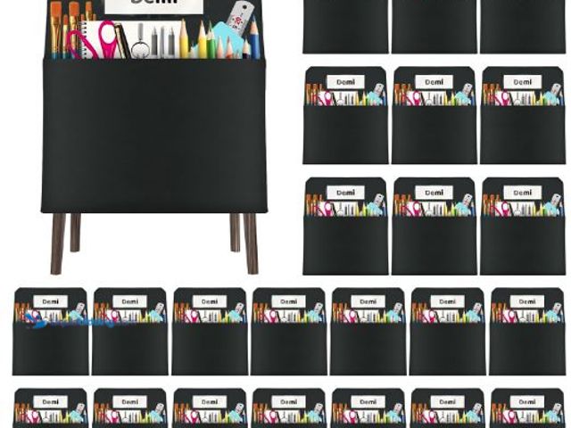 Lot 49-5436468 - 24 Pack Chair Pockets for Classrooms, 16 x 19 inch Pocket Chart Back of Chair Organizer for Kids wit...