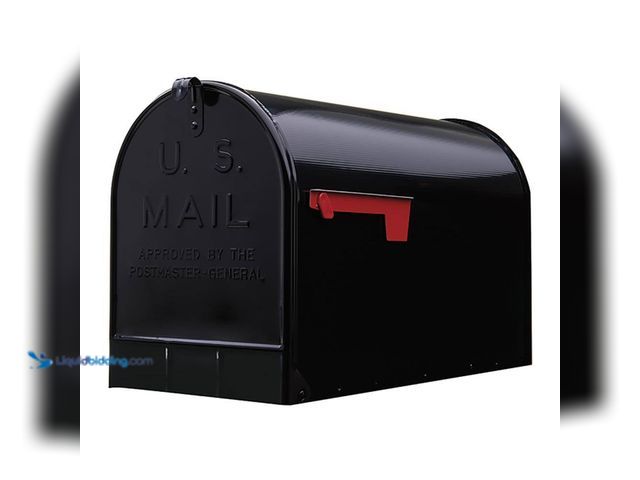 Lot 49-5435520 - Architectural Mailboxes Stanley Black, Extra Large, Steel, Post Mount Mailbox Unused