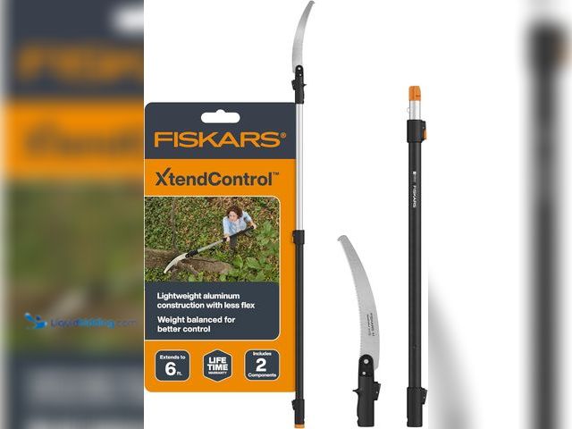 Lot 49-5552785 - Fiskars Xtendcontrol 72 Inch Steel Curved Blade Tree Pruner. SKU #7037984. Unused with attachments.