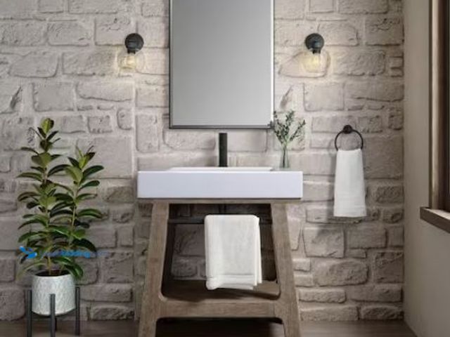 Lot 49-1569771 - James Martin Vanities Auburn Wood 31.4 in. W x 18.8 in. D x 28.9 in. H Console Sink with Basin and L...