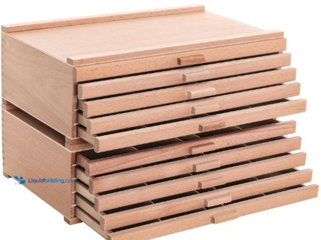 Lot 49-5436471 - U.S. Art Supply 10-Drawer Artist Tool Supply Box with 5 Compartments per Drawer - Hardwood Art Box f...
