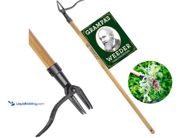 Lot 49-1516391 - Grampa's Weeder - The Original Stand Up Weed Puller Tool with Long Handle - Made with Real Bamboo & ...