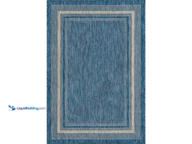 Lot 49-5406214 - Unique Loom Outdoor Soft Border Blue 4' 0 x 6' 0 Area Rug, Model # 3128993, Unused.