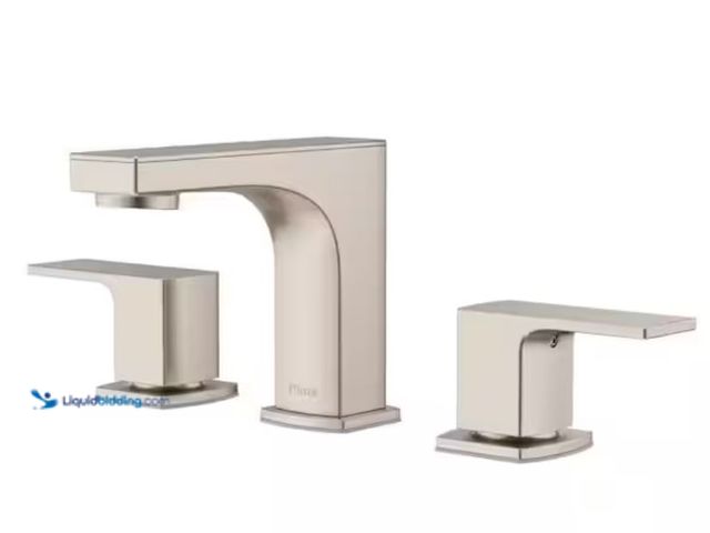 Lot 49-3611880 - Pfister Pfirst Modern 8 in. Widespread Double Handle Low Arc Faucet with Drain Kit Included in Brush...