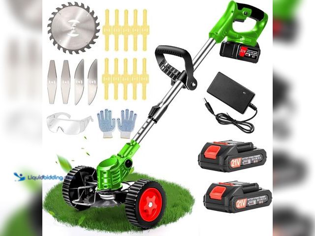 Lot 49-5581460 - Electric Weed Wacker Cordless, Battery Powered Weed Eater with Wheels B0H4D7L46V USED. HAS BATTERY A...