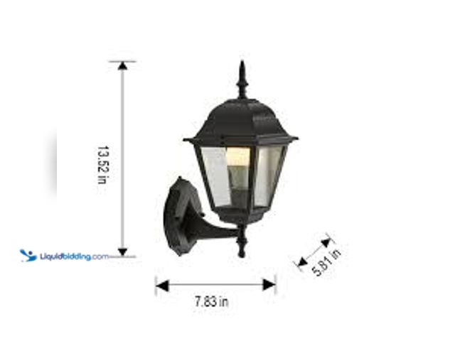 Lot 49-5544585 - Mainstays 13.5" Classic Black Outdoor Coach Wall Light, Clear Glass Lens, Bulb Not Included. Model: ...