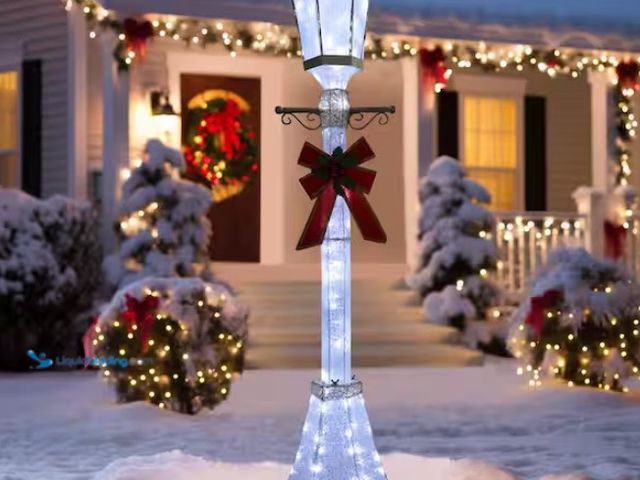 Lot 49-1546924 - Christmas Lamp Post Decoration, 7.5 ft Tall Outdoor Energy-Efficient LED Light, Holiday Decoration f...