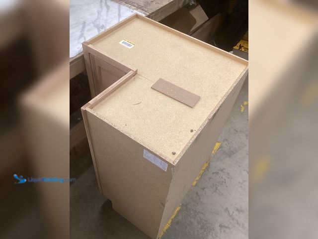 Lot 49-5488076 - Unfinished Corner Lazy Suzan Kitchen Cabinet. 28.5" / 28.5" Wide x 23.5" depth from corner, 16.5" de...