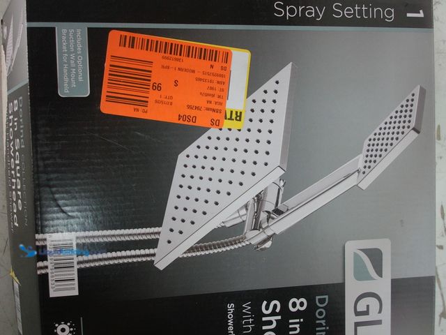 Lot 49-1629113 - Glacier Bay Modern 1-Spray 7.9 in. Dual Tub Wall Mount Fixed and Handheld Shower Heads 1.8 GPM in Po...