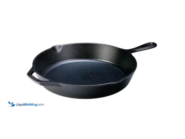 Lot 49-1571174 - Lodge 12 in. Cast Iron Skillet in Black with Pour Spout, Model # L10SKSTOT, Unused  Ref#SB0120