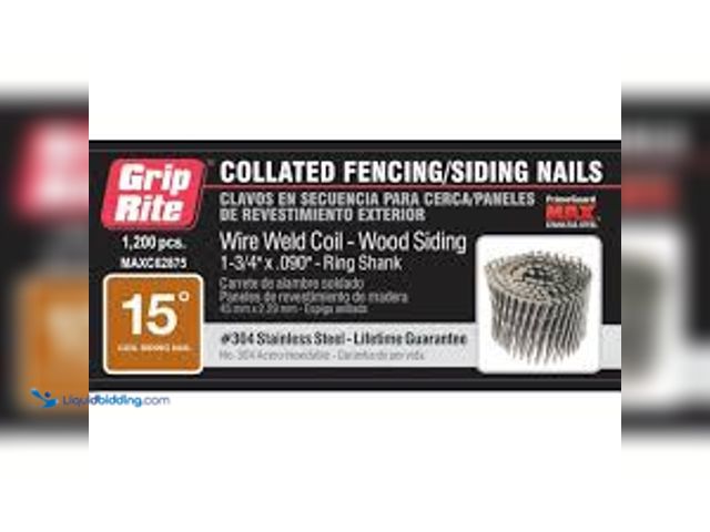 Lot 49-5461020 - Grip-Rite 1-3/4 in. x 0.090 in. 15° Stainless Steel Collated Siding Nails (1,800-Pack), Model# MAXC6...