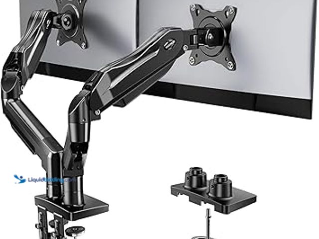 Lot 49-3536526 - HUANUO Dual Monitor Stand, Fully Adjustable Gaming Monitor Desk Mount for 13–32″ Computer Screens, F...