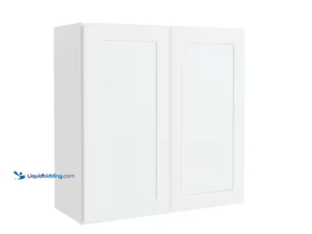 Lot 49-2020947 - Hampton Bay Courtland 30 in. W x 12 in. D x 30 in. H Assembled Shaker Wall Kitchen Cabinet in Polar ...