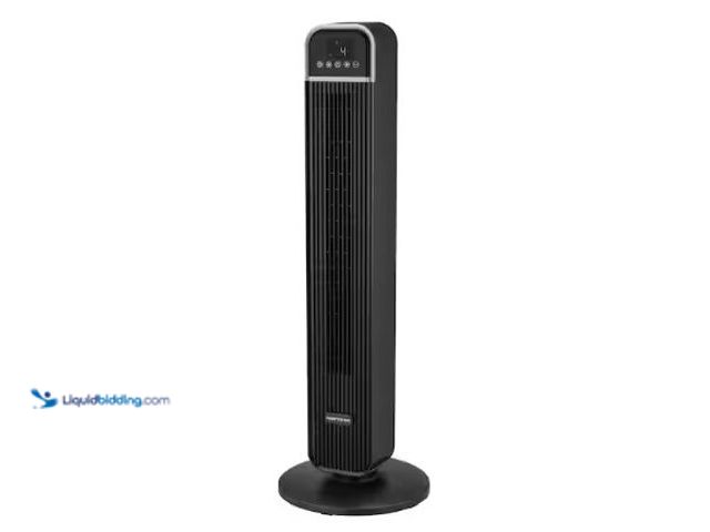 Lot 49-3631223 - Hampton Bay 36 in. 4-Speed Oscillating Tower Fan in Black with Remote Control and Easy Carry Handle,...