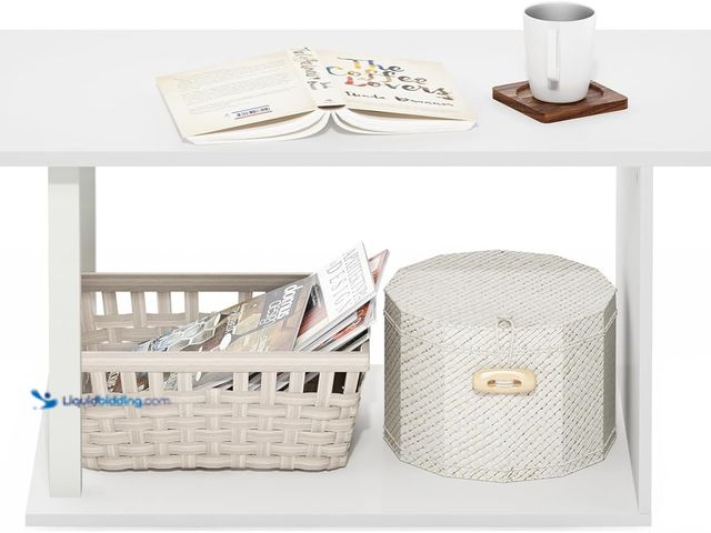 Lot 49-5459485 - Furinno Basic Coffee Table, 2-Tier Modern Coffee Table with Open Shelf, Easy Assembly Side Table, fo...